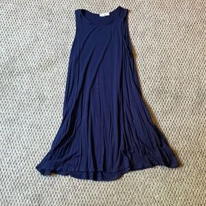 Navy blue cotton trapeze dress